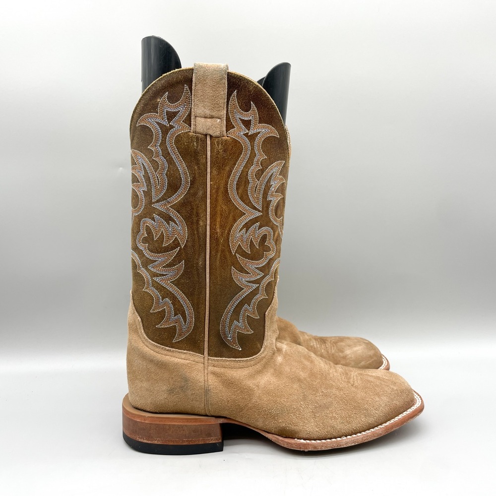 Cavenders Womens 10 B Western Cowboy Boots Tan Brown Suede Square Toe Rustic